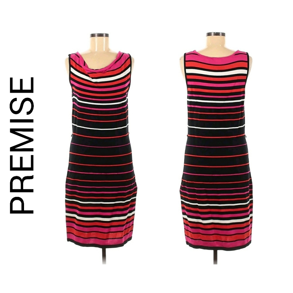 Premise Striped Bright Dress Pink Red Orange Black XSMALL
